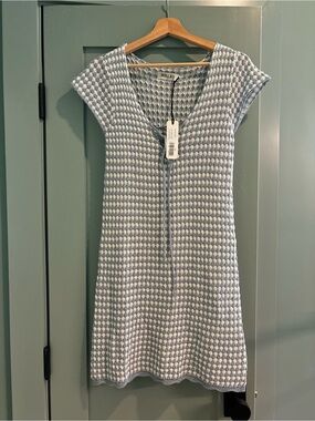 ROLLA'S Blue and White Textured Knit Mini Dress